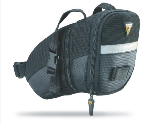 This Topeak Aero Wedge Pack hangs just below your bike seat and holds tire repair gear.