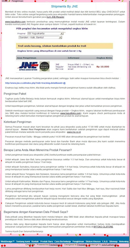 shipping kurir JNE toko online prestashop kurir JNE toko online prestashop