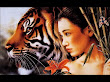 Samurai Girl And Tiger