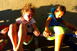Hanging on the rails passes the time.
