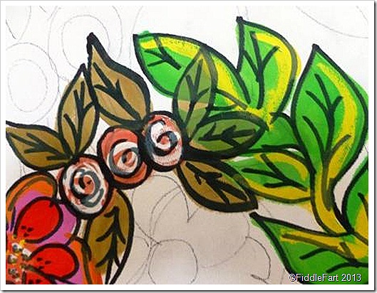 Floral Canvas in the making acrylic paint and permanant marker Floral Canvas in the making acrylic paint and permanant marker