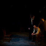 The Water Engine: An American Fable, by David Mamet. Directed by Brian Golden. October 28 - December 19. (l to r) Travis Williams, Cody Proctor, George Zerante. Photo Credit: Amanda Clifford