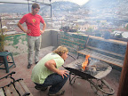 How to make a great rooftop terrace even better - a wheel barrow for log fires!