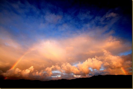 Sunset rainbow southern alps