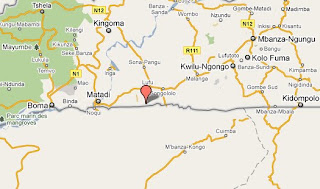 Village de Nkamuna (marqué en rouge sur la carte) dans le territoire de Songololo à Bas-Congo.