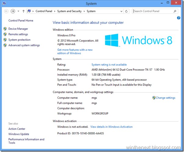 ทดลองติดตั้ง Windows 8 Pro RTM บน Acer Aspire 4520 ทดลองติดตั้ง Windows 8 Pro RTM บน Acer Aspire 4520