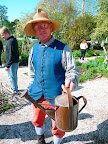 Colonial Nursery manager Don McElvey with a beautiful, period copper water can. Don works the grounds of the nursery tending the displays and know his stuff.