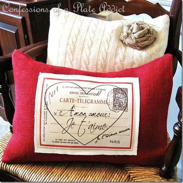 CONFESSIONS OF A PLATE ADDICT Pottery Barn Inspired Valentine Pillow CONFESSIONS OF A PLATE ADDICT Pottery Barn Inspired Valentine Pillow