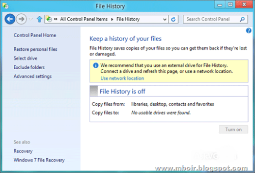 Windows 8 File History - mboir