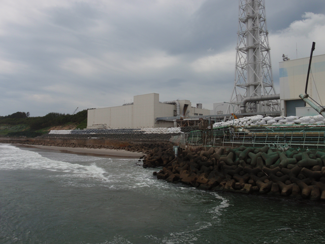 Temporary tide barrier at the Fukushima Daiichi Nuclear Power Station 1, 30 June 2011. TEPCO