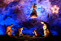 More sandstone carvings, representing the birth of Jesus.