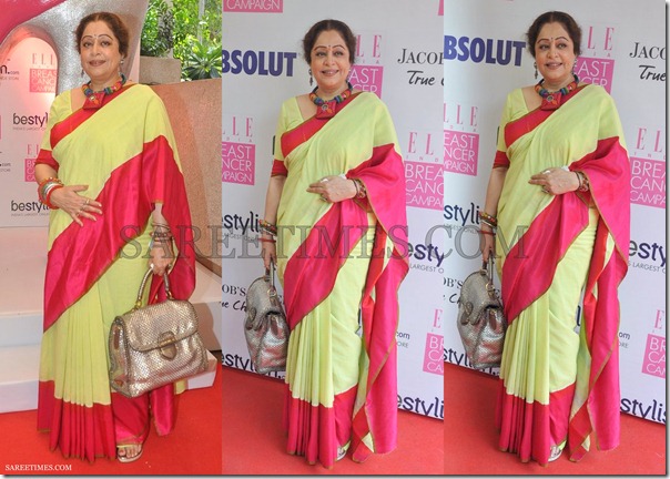Kirron_Kher_Green_Red_Saree