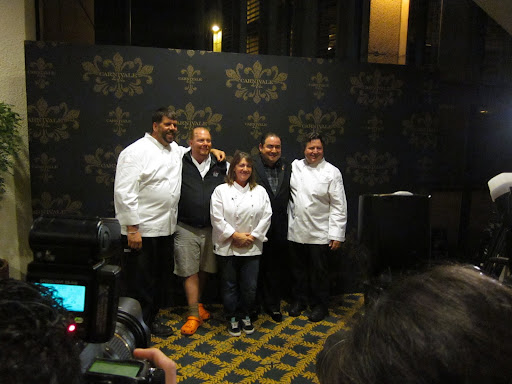 Chefs Kevin Rathbun, Mario Batali, Gale Gand, and Norman Van Aken joined Emeril to present a decadent five-course meal for 750 guests.