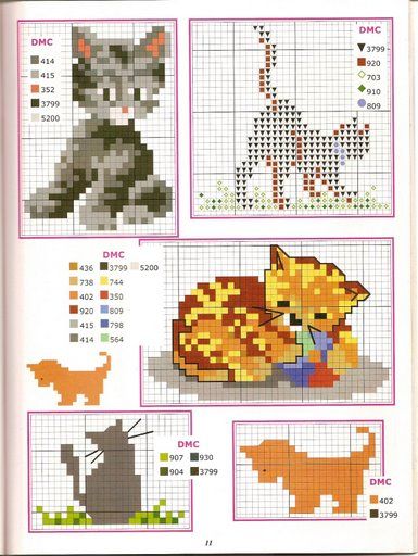Punto croce: schema gattini | punti e spunti