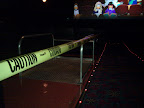 Caution tape blocking off more than half the seats when seeing Puss in Boots