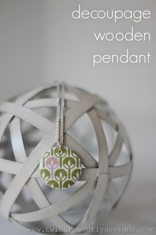 Decoupage Wooden Pendant Decoupage Wooden Pendant