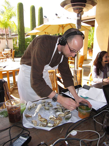 Adrian Hoffman of the Lark Creek Restaurant Group prepared a variety of oysters and sauces for us.
