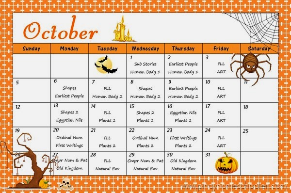 Calendar:  October Schedule