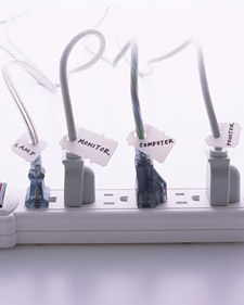 When you are crawling under a desk, all the power cords look the same. To save yourself some trouble when searching for the one you want to unplug, make labels from leftover bread-bag clips. When you are crawling under a desk, all the power cords look the same. To save yourself some trouble when searching for the one you want to unplug, make labels from leftover bread-bag clips.