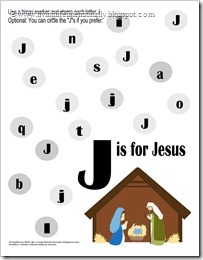 FREE Christmas Preschool Printable - J for Jesus Letter Recognition