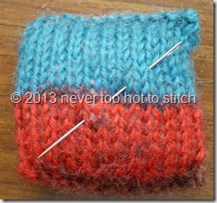 2012 mini double knitted pin cushion