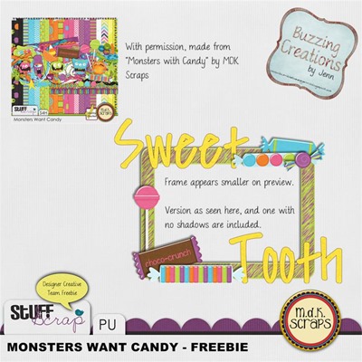 MDK Scraps - Monsters Want Candy - Wordart Frame Freebie Preview