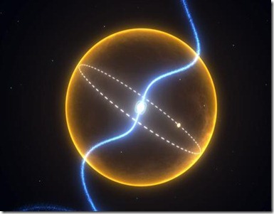 An exotic planet that seems to be made of diamond racing around a tiny star in our galactic backyard in an undated image courtesy of Swinburne University of Technology in Melbourne. 