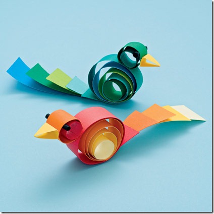 pájaros hechos con tiras de papel - Manualidad para niños - Colorear  dibujos infantiles