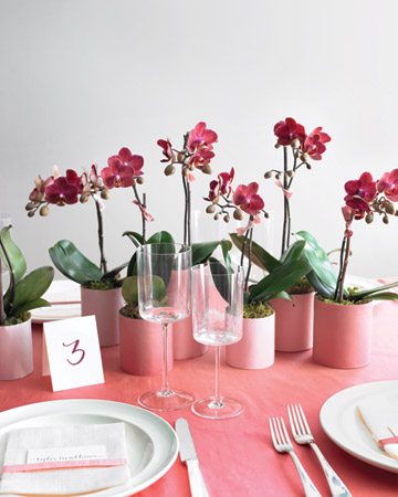 I love the choice of an unexpected flower on a bridal shower table like these orchids. (marthastewartweddings.com) I love the choice of an unexpected flower on a bridal shower table like these orchids. (marthastewartweddings.com)