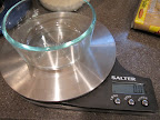 Weighing ingredients is easy - have your container ready to go and set the scale to zero...