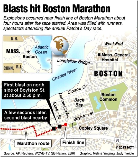 Boston Marathon Massacre map Boston Marathon Massacre map