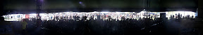 A view from the stage inside the bouldering marquee as crowds begin to muster for the finals.