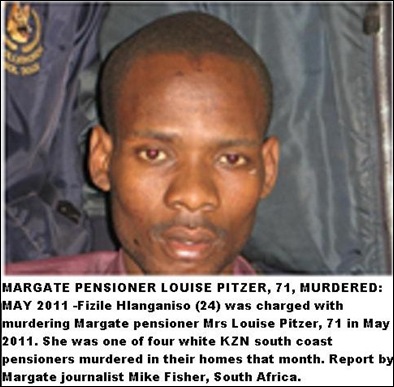 PITZER MRS MARGATE PENSIONER MURDER Hlanganiso Fizile arrested 