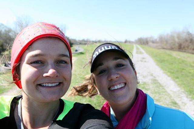 Photos of the Girls on the Geaux running the Mississippi River levee during the Rouge-Orleans ultramarathon relay on Feb. 11-12, 2012.