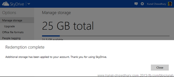 Redemption of Skydrive code complete