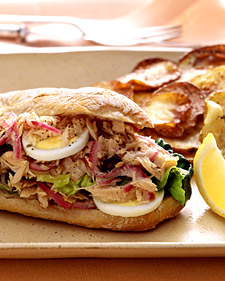 A tuna nicoise sandwich is a good choice for a picnic A tuna nicoise sandwich is a good choice for a picnic