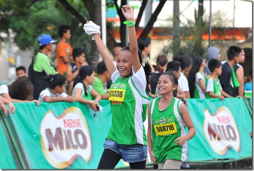 Young marathoners finish the 5-K distance of the 37th National MILO Marathon in Tagbilaran.