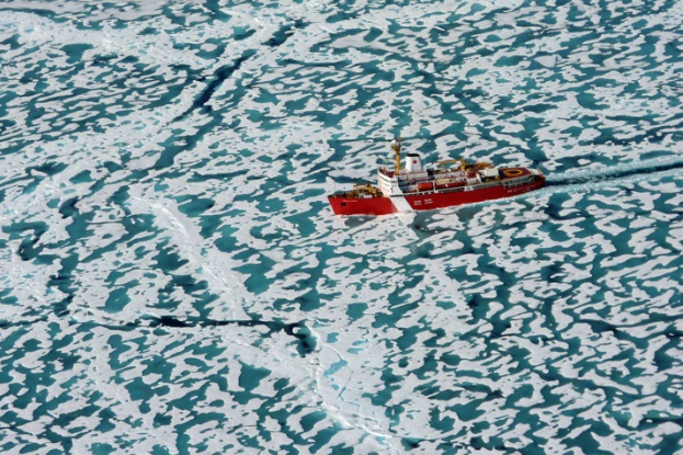 The Louis S. St.-Laurent breaks its way through Arctic sea ice in the once-treacherous Northwest Passage. NPR