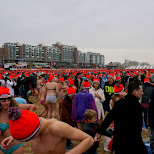 the troops warming up for the new year's dive in Scheveningen, Zuid Holland, Netherlands