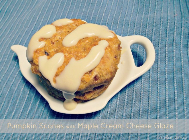 pumpkin scones with maple cream cheese glaze | Jellibean Journals