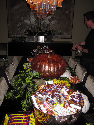 The table is ready for guests to pick out treats.