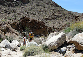 The deep sand led way to some boulders and small dry waterfall sections.