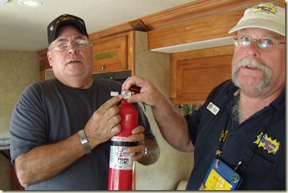 Mac the Fireguy points out that one of our fire extinguishers is extinguished Mac the Fireguy points out that one of our fire extinguishers is extinguished