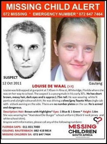 DE WAAL Louise KIDNAPPER IDENTIKIT OCT 12 2011