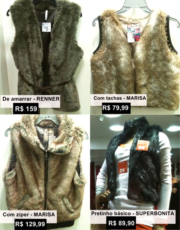 Colete de Pele (sintética) para o Inverno com ótimos preços. coletes de pele onde comprar