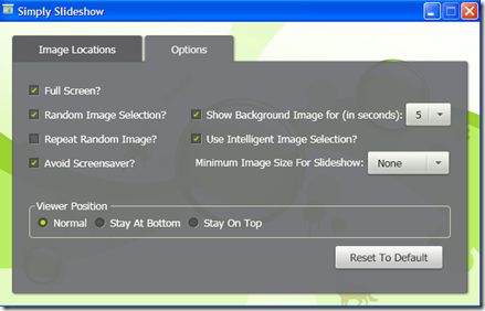 Simply Slideshow Options