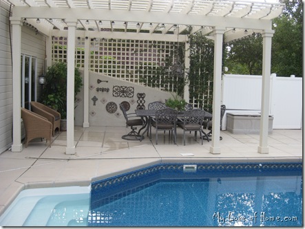 Pergola, Iron, swimming pool, lattice
