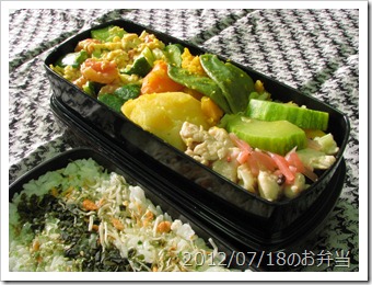 炒め物1種と煮物2種弁当(2012/07/18)