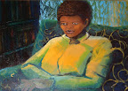L'écrivaine, acrylique sur toile, 18 X 24 po., 2002, 6/11  série les femmes au travail, 2002