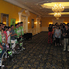 The Herbalife Marco Polo Cycling Team presented at the Herbalife lunch at the Ritz Carlton Hotel in Kuala Lumpur. Herbalife employees and distributors lined up to join the team on a photo. (photo: Remko Kramer)